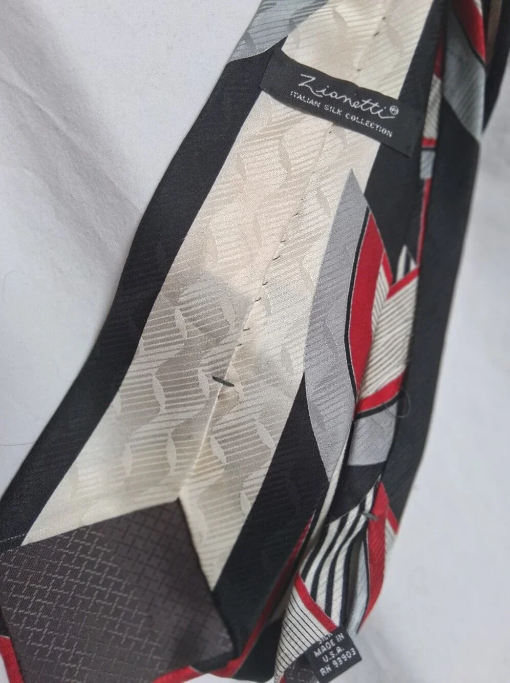 Zanetti SILK Red and Black Geometric Men's Tie